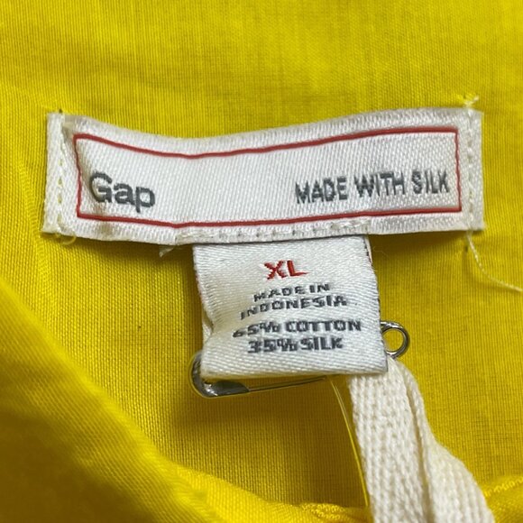 Gap Women’s Yellow Cotton/Silk Blend Button-Down Shirt Long Sleeve XL - New - Picture 8 of 9
